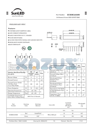 EURMG2350M datasheet - 19.05mmx3.81mm LED LIGHT BAR