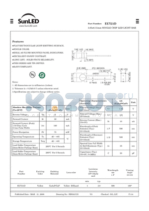 EUY21D datasheet - 3.65x6.15mm SINGLE CHIP LED LIGHT BAR