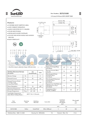 EUY2735M datasheet - 3.81mmx19.05mm LED LIGHT BAR