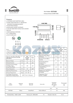 EUY30D datasheet - 6.8mmx19.9mm LIGHT BAR