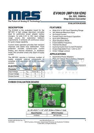 EV0020 datasheet - 2A, 32V, 330KHz Step-Down Converter