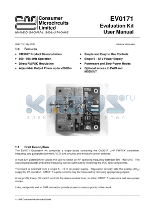 EV0171 datasheet - Evaluation Kit User Manual