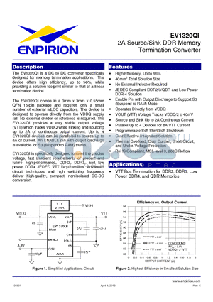 EV1320QI-E datasheet - The EV1320QI is a DC to DC converter specifically designed for memory termination applications.