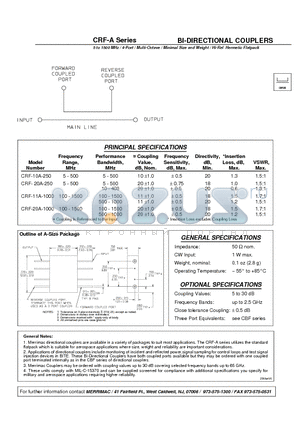 CRF-11A-1000 datasheet - BI-DIRECTIONAL COUPLERS