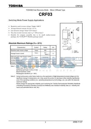 CRF03 datasheet - Switching Mode Power Supply Applications