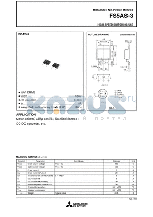 FS5AS-3 datasheet - Nch POWER MOSFET HIGH-SPEED SWITCHING USE