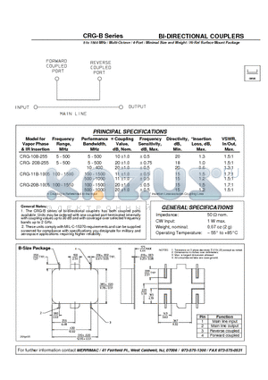 CRG-10B-255 datasheet - BI-DIRECTIONAL COUPLERS