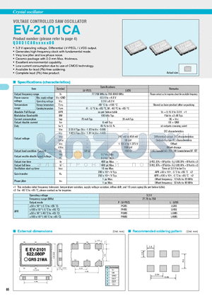 EV2101CA datasheet - VOLTAGE CONTROLLED SAW OSCILLATOR