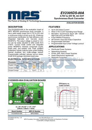 EV2305DS-00A datasheet - 4.75V to 23V IN, 2A OUT Synchronous Buck Converter