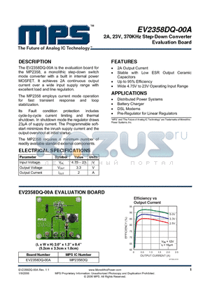 EV2358DQ-00A datasheet - 2A, 23V, 370KHz Step-Down Converter Evaluation Board