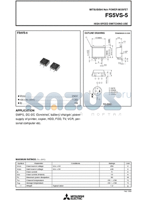 FS5VS-5 datasheet - HIGH-SPEED SWITCHING USE