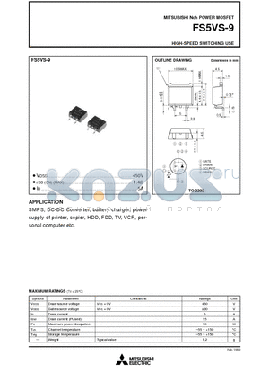 FS5VS-9 datasheet - Nch POWER MOSFET HIGH-SPEED SWITCHING USE