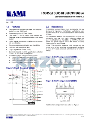 FS6050 datasheet - LOW-SKEW CLOCK FANOUT BUFFER ICs