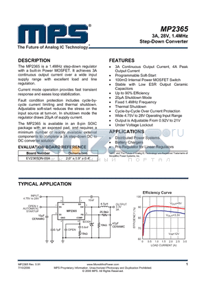 EV2365DN-00A datasheet - 3A, 28V, 1.4MHz Step-Down Converter