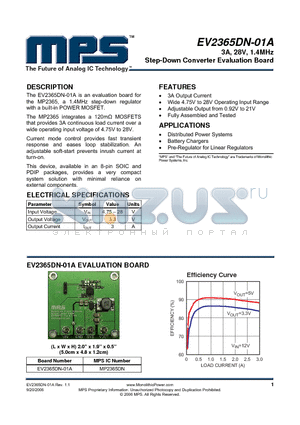 EV2365DN-01A datasheet - 3A, 28V, 1.4MHz Step-Down Converter Evaluation Board