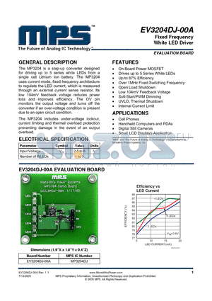 EV3204DJ-00A datasheet - Fixed Frequency White LED Driver