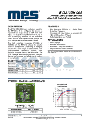 EV3213DH-00A datasheet - 700KHz/1.3MHz Boost Converter with a 3.5A Switch Evaluation Board