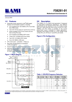 FS6261-01 datasheet - Motherboard Clock Generator IC