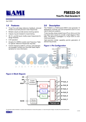 FS6322-04 datasheet - Three-PLL Clock Generator IC
