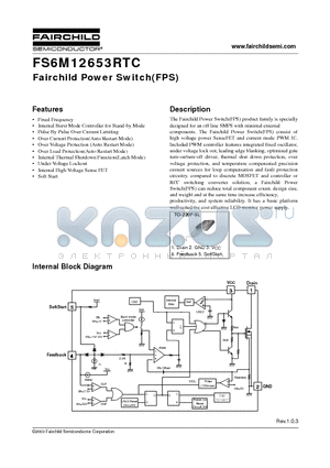 FS6M12653RTC datasheet - Fairchild Power Switch(FPS)