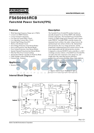 FS6S0965RCB datasheet - Fairchild Power Switch(FPS)