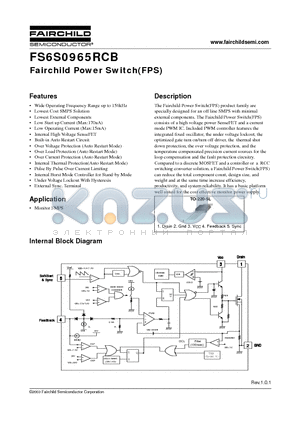FS6S0965RCBTU datasheet - Fairchild Power Switch(FPS)