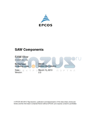 B4124_1 datasheet - EGSM 900 Rx