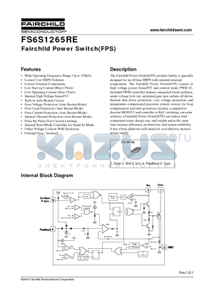 FS6S1265RE datasheet - Fairchild Power Switch(FPS)
