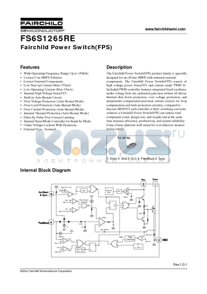 FS6S1265RETU datasheet - Fairchild Power Switch(FPS)