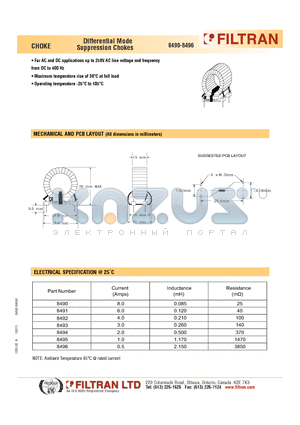 8492 datasheet - CHOKE Differential Mode Suppression Chokes