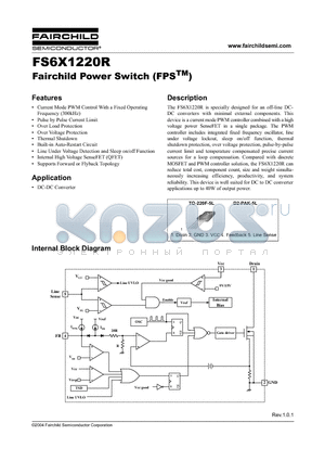 FS6X1220RTTU datasheet - Fairchild Power Switch (FPS)