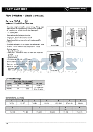 FS7-4 datasheet - Flow Switches - Liquid