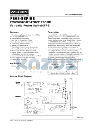FS6S0965RT datasheet - Fairchild Power Switch(FPS)
