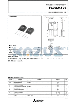 FS70SMJ-03 datasheet - HIGH-SPEED SWITCHING USE