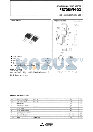 FS70UMH-03 datasheet - Nch POWER MOSFET HIGH-SPEED SWITCHING USE