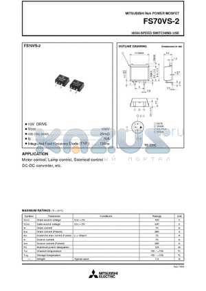 FS70VS-2 datasheet - HIGH-SPEED SWITCHING USE