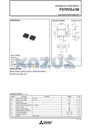 FS70VSJ-06 datasheet - HIGH-SPEED SWITCHING USE