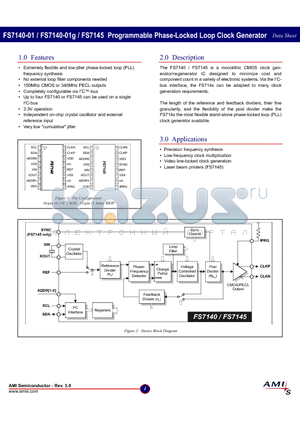 FS7140-01 datasheet - Programmable Phase-Locked Loop Clock Generator