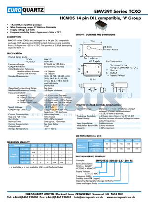 EV39T33-200.00-2.5-30 datasheet - HCMOS 14 pin DIL compatible, V Group