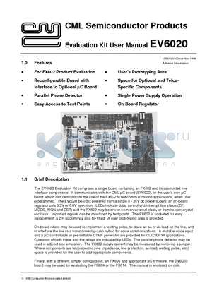 EV6020 datasheet - Evaluation Kit User Manual
