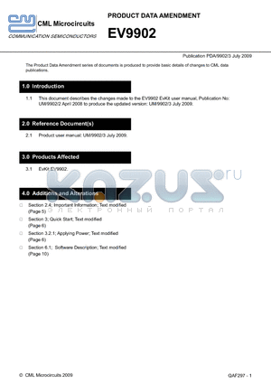 EV9902 datasheet - The Product Data Amendment series of documents