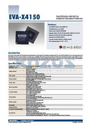 EVA-X4150 datasheet - Cost-Effective x86 SoC for Industrial Embedded Platforms