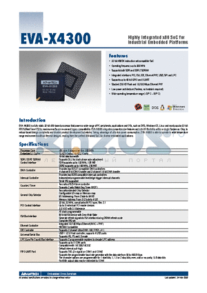 EVA-X4300 datasheet - Highly Integrated x86 SoC for Industrial Embedded Platforms