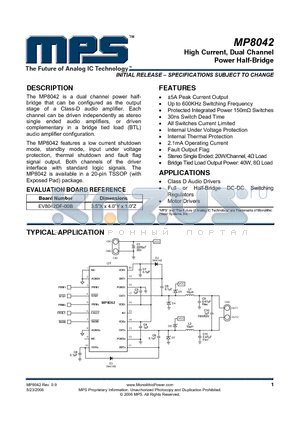 EV8042DF-00B datasheet - High Current, Dual Channel Power Half-Bridge