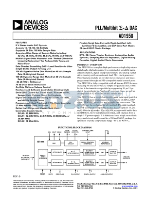 EVAL-AD1958EB datasheet - PLL/Multibit DAC