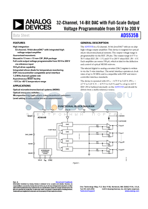 EVAL-AD5535BEBZ datasheet - 32-Channel, 14-Bit DAC with Full-Scale Output Voltage Programmable from 50 V to 200 V