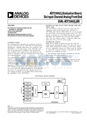 EVAL-AD73360LEB datasheet - AD73360L Evaluation Board, Six Input Channel Analog Front End