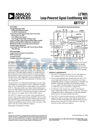 EVAL-AD7713EB datasheet - LC2MOS Loop-Powered Signal Conditioning ADC