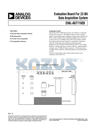 EVAL-AD7716EB datasheet - Evaluation Board For 22-Bit Data Acquisition System