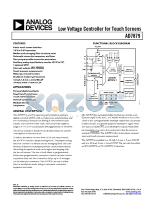 EVAL-AD7879-1EBZ datasheet - Low Voltage Controller for Touch Screens